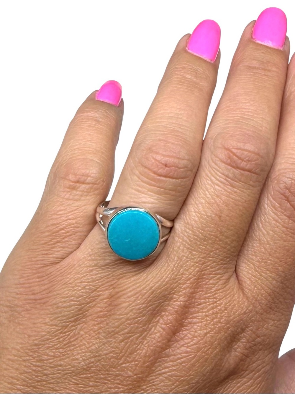 Aztec Mountain Turquoise Ring Size 8.5 Solid 925 Sterling Silver - Picture 2 of 7
